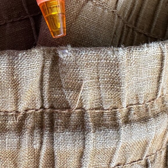 Athleta Pants Women 2 Cabo Linen Jogger Brown Gold Linen Zip Pockets Tie Waist - Picture 8 of 8